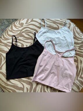 PINK Victoria's Secret Black, Light grey, and Beige Cami Set 3-pack